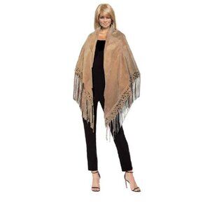 Suede Fringed Cape